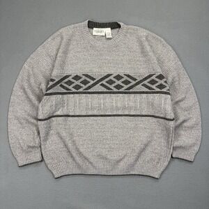 Vintage 90s Knit Sweater Mens Size Large Earth Brown Fall Acrylic Made In Canada